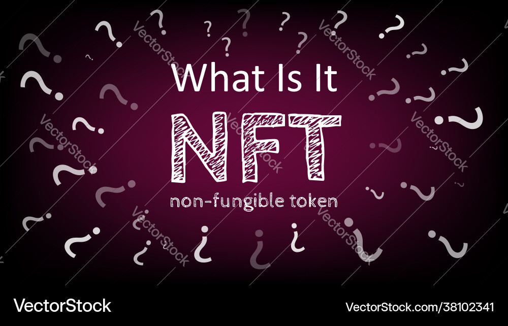 What is it nft non fungible token with question Vector Image