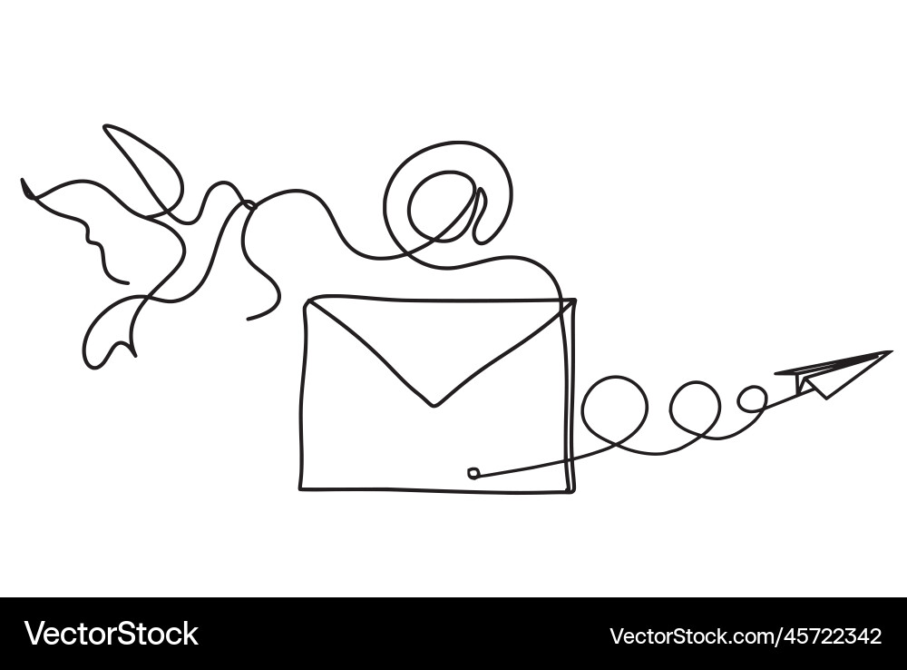 Abstract paper envelope with bird and plane vector image