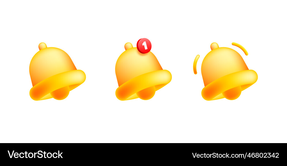 Bell 3d element notification ringing message Vector Image