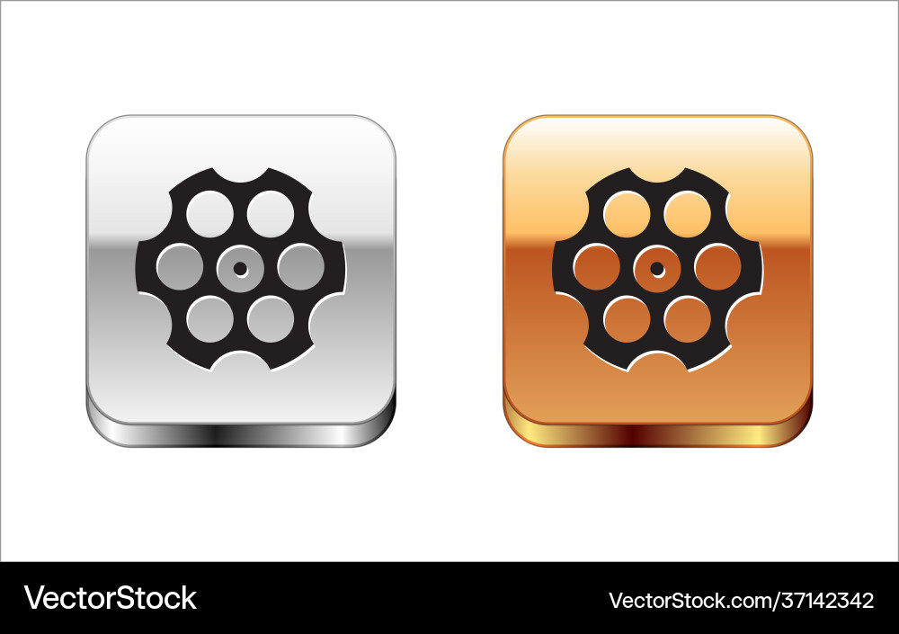 Black revolver cylinder icon isolated on white Black revolver cylinder icon isolated on white vector image