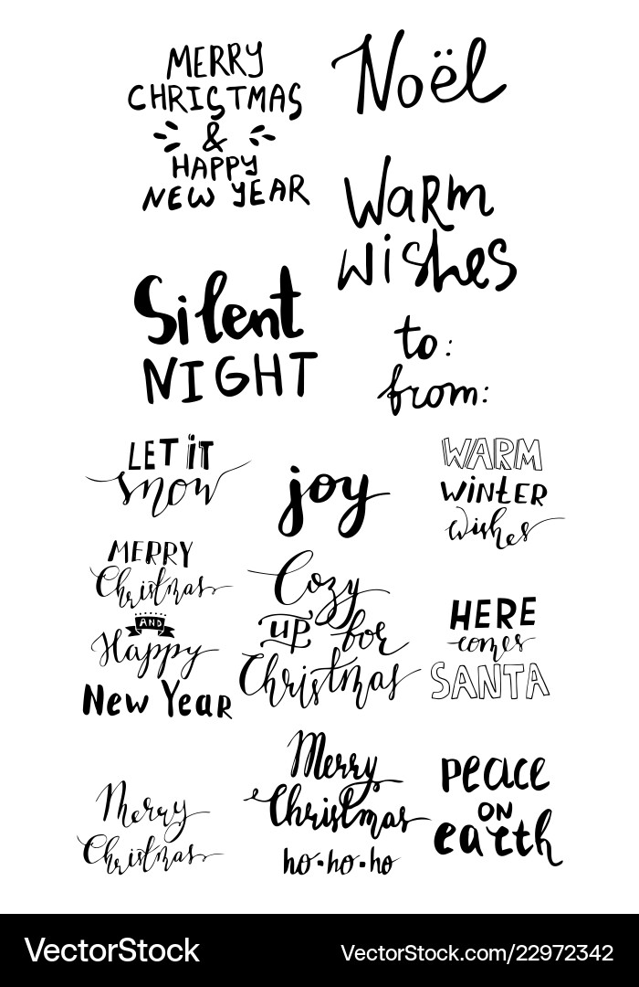 Christmas Lettering & Festive Words Vector Image