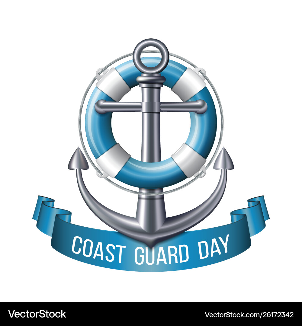 Coast guard day greeting card nautical emblem