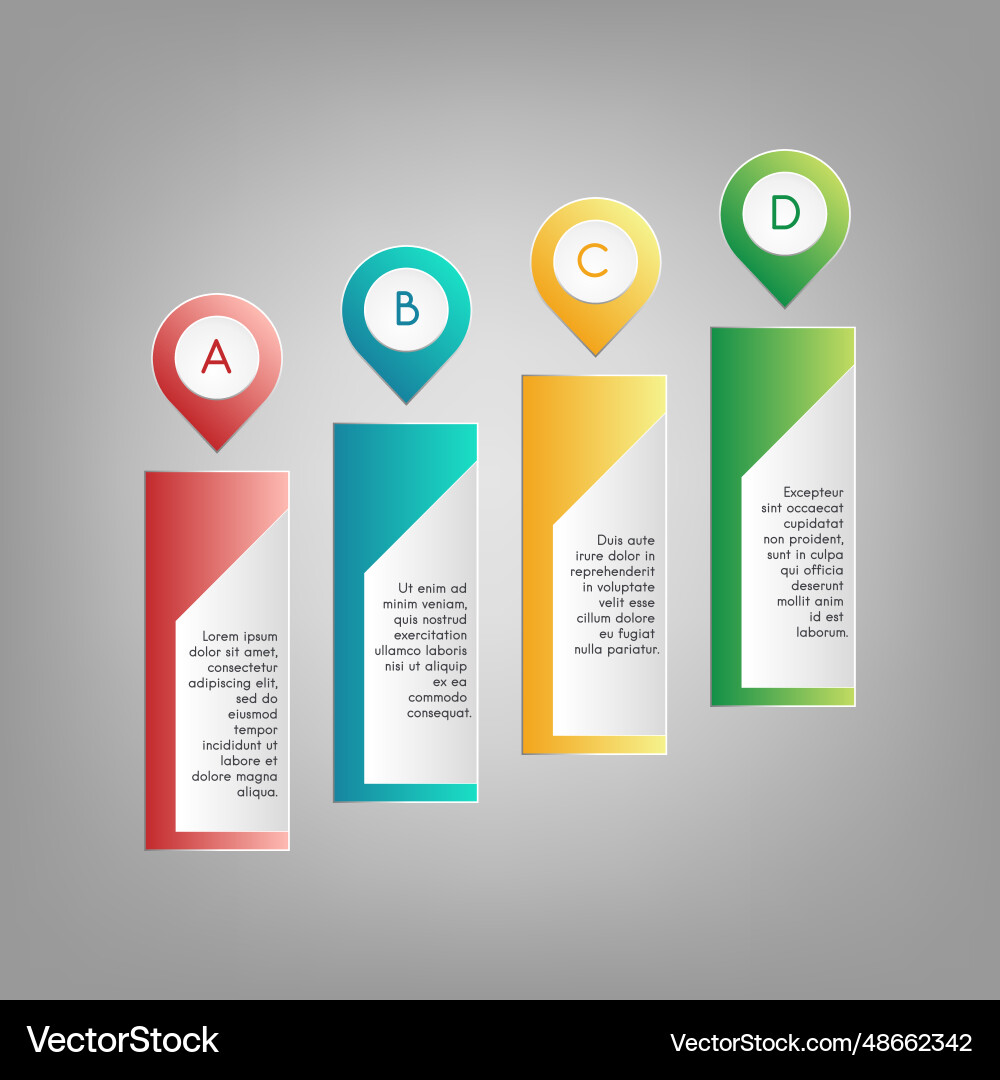 Colorful a b c d pointers with information text Vector Image