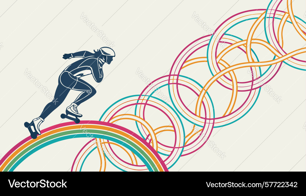 Dynamic speed skater on abstract path Vector Image
