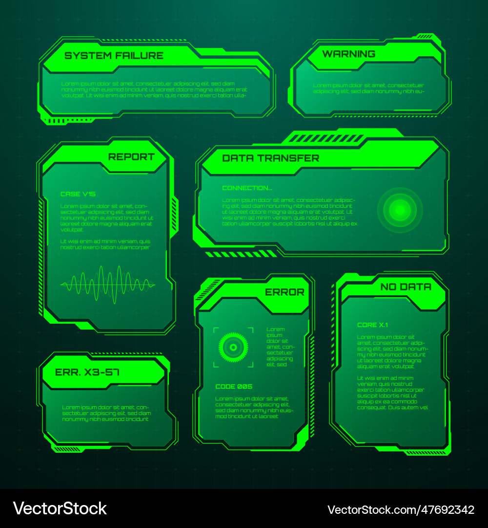Green futuristic hud ui elements sci-fi user Green futuristic hud ui elements sci-fi user vector image