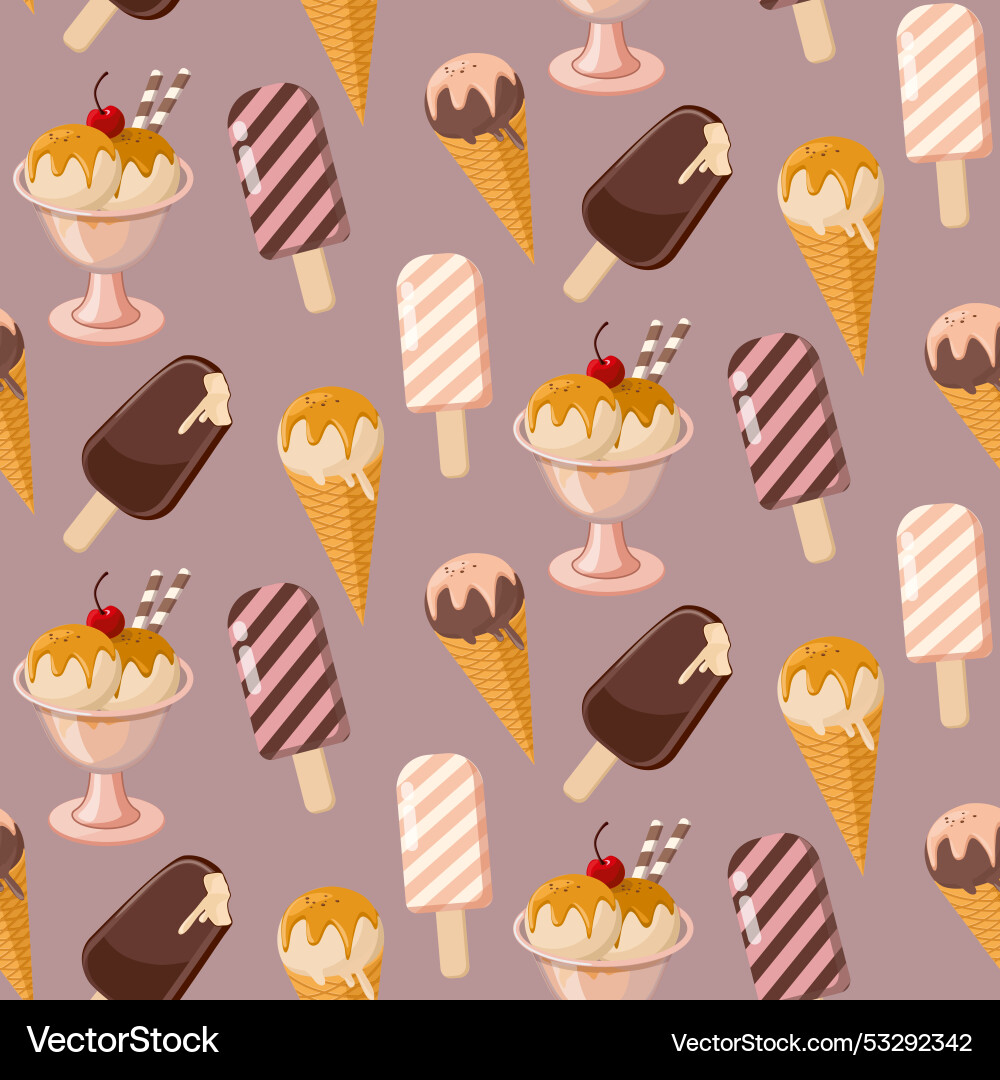 Ice cream background with a pattern of colorful Ice cream background with a pattern of colorful vector image