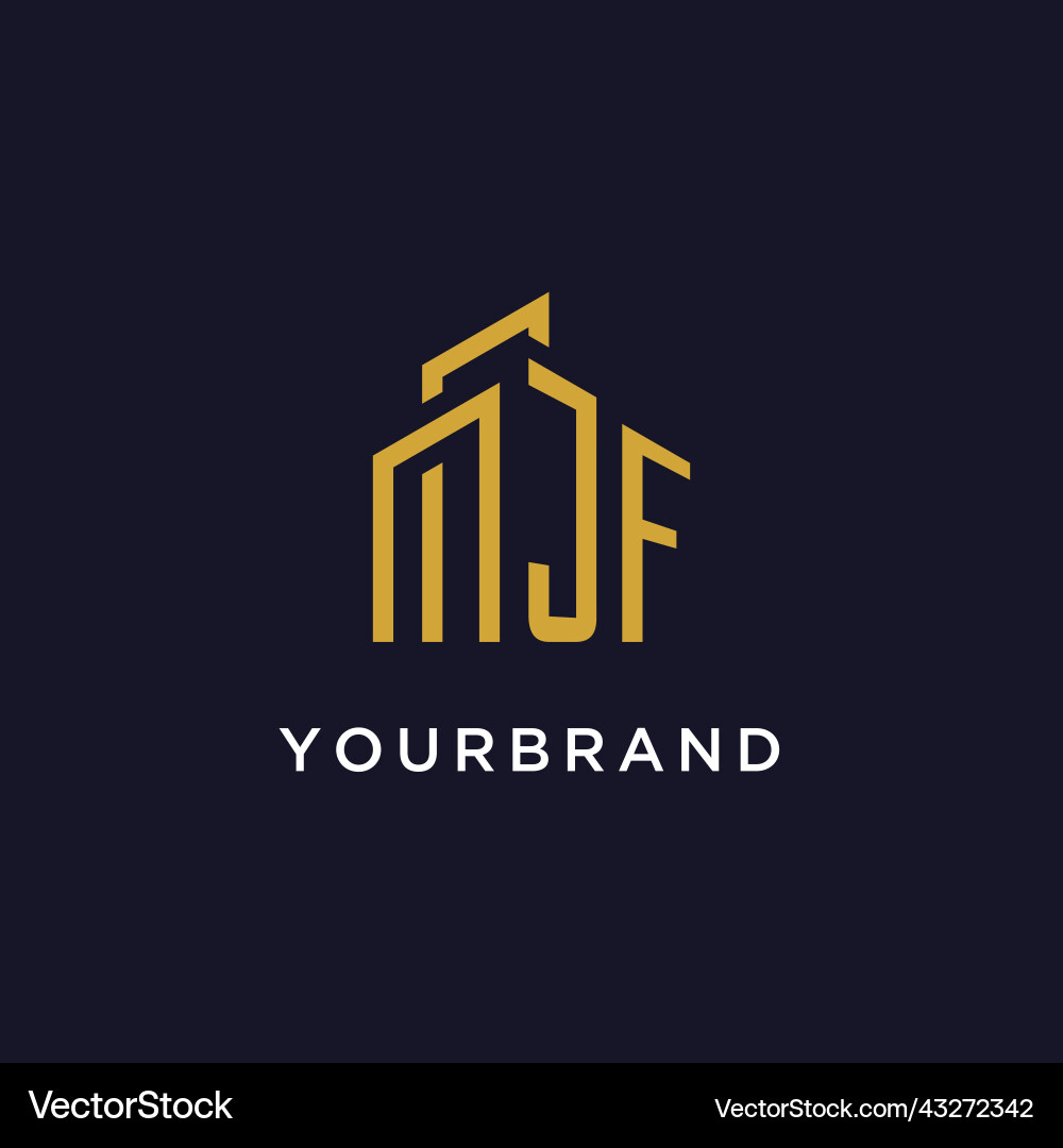 Jf initial monogram with building logo design Vector Image