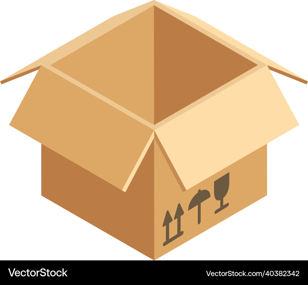 Open delivery package empty cardboard box icon Vector Image