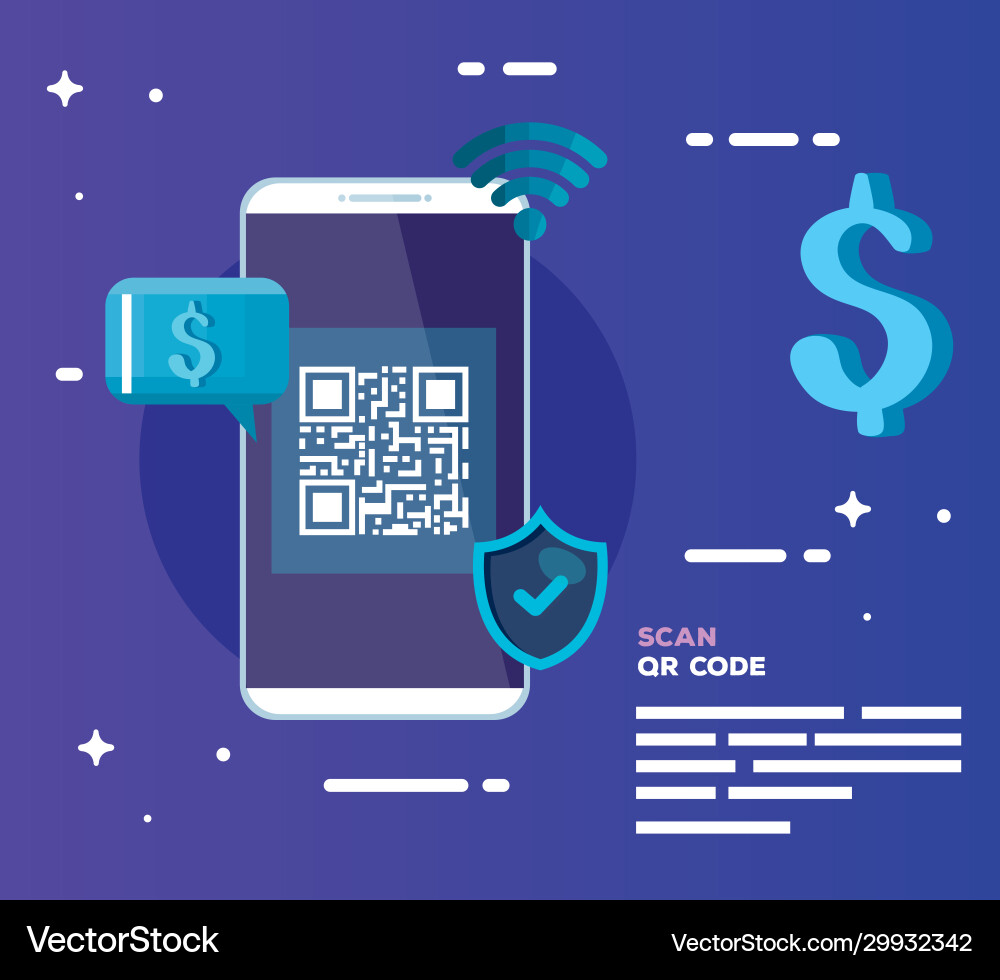 Qr code inside smartphone design vector image