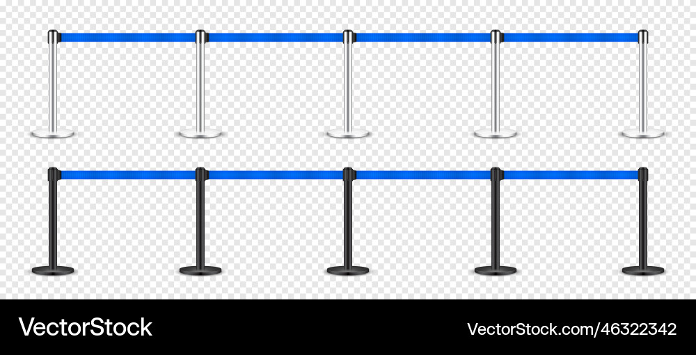 Realistic blue retractable belt stanchion crowd Realistic blue retractable belt stanchion crowd vector image