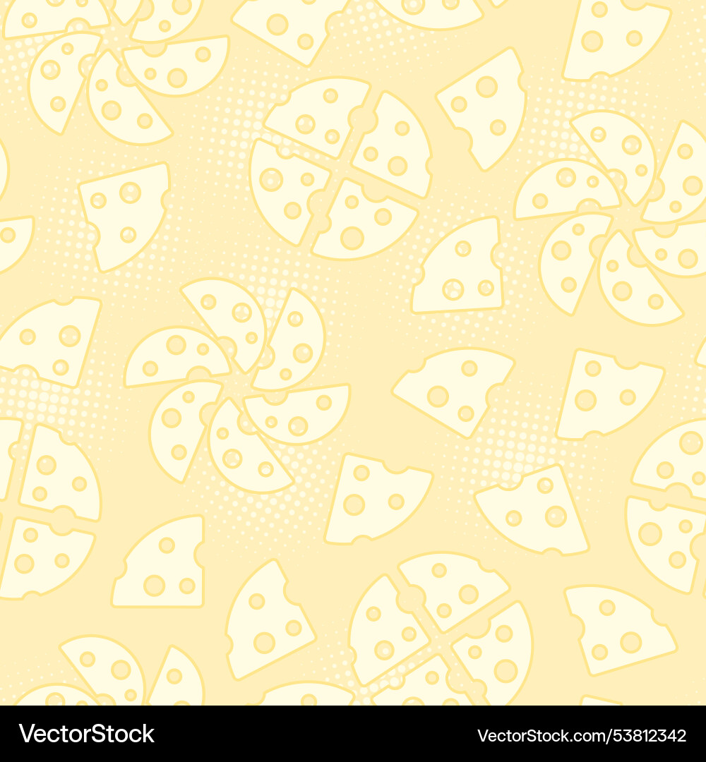 Seamless pattern with icons of sliced cheese vector image