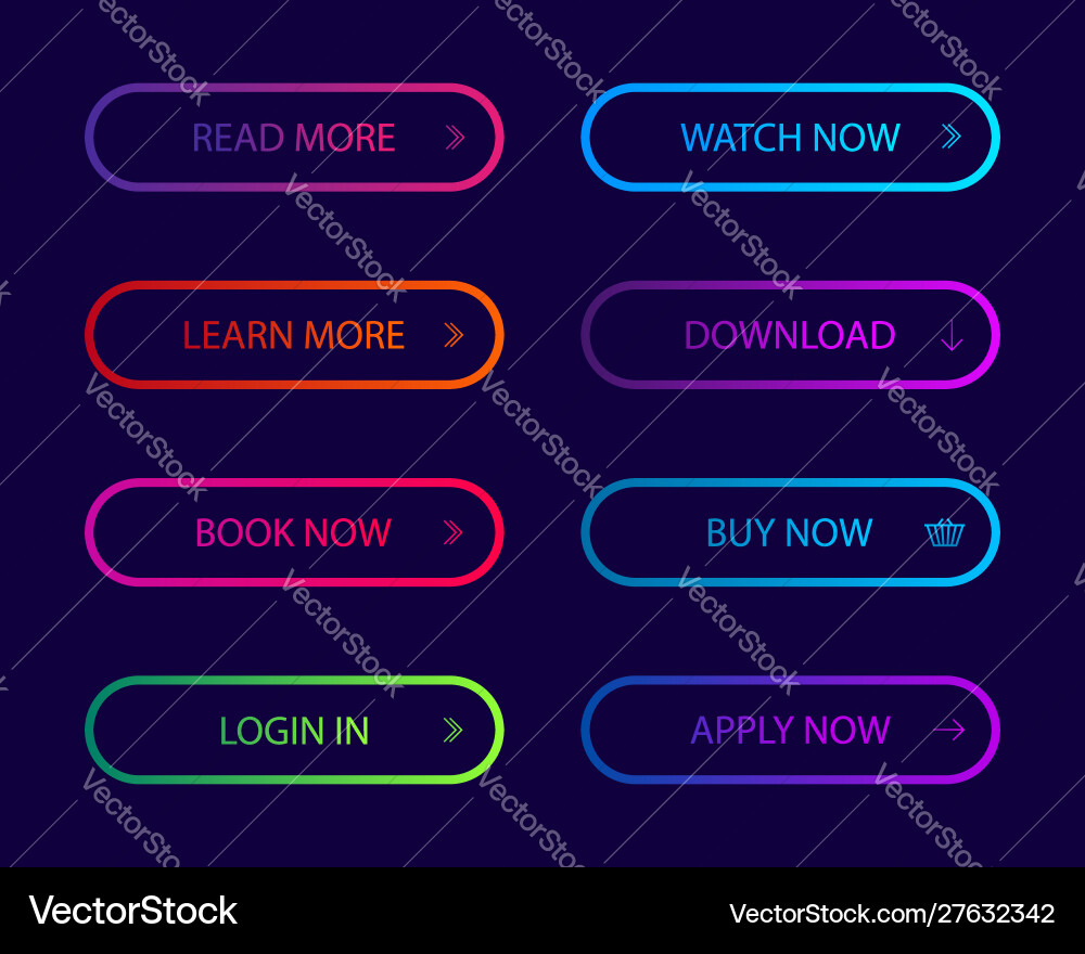 Set modern action button for website Vector Image