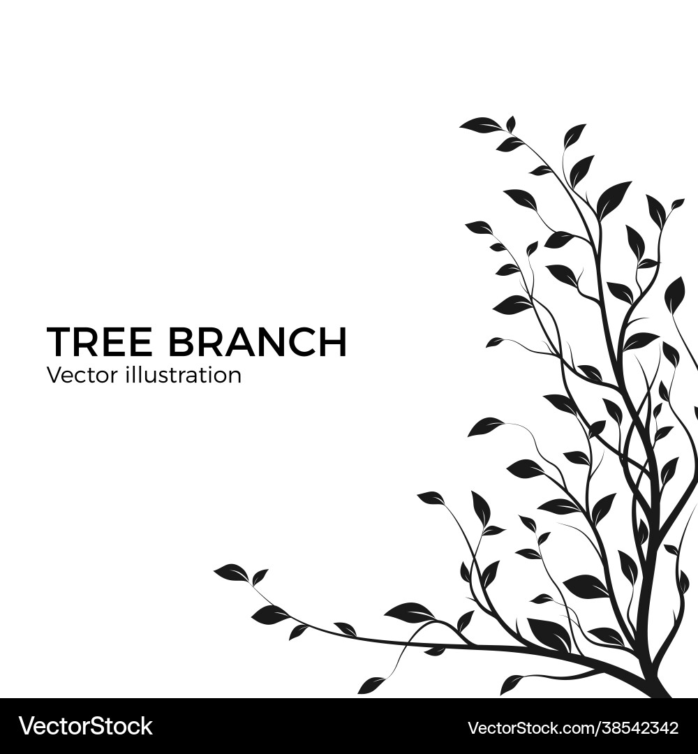 Silhouette tree branch with a lot leaves bush Silhouette tree branch with a lot leaves bush vector image