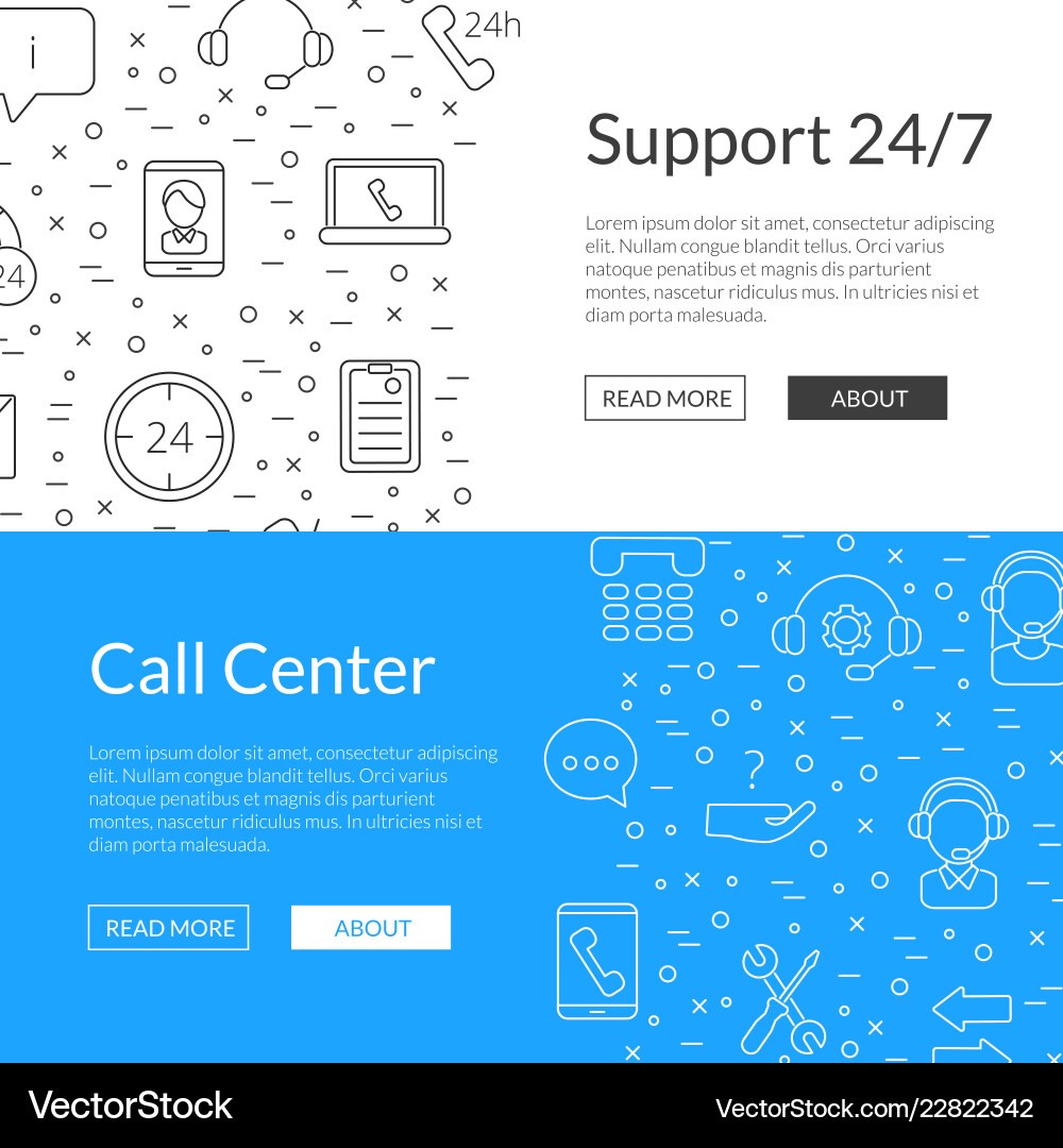 Support Center Call Icons - Web Banner vector image