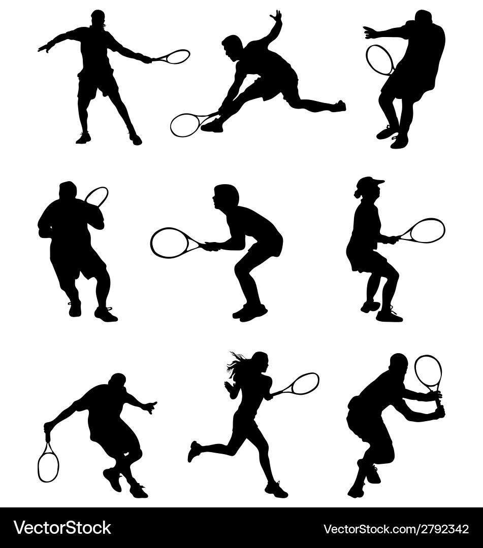 Tennis Players Silhouettes vector image