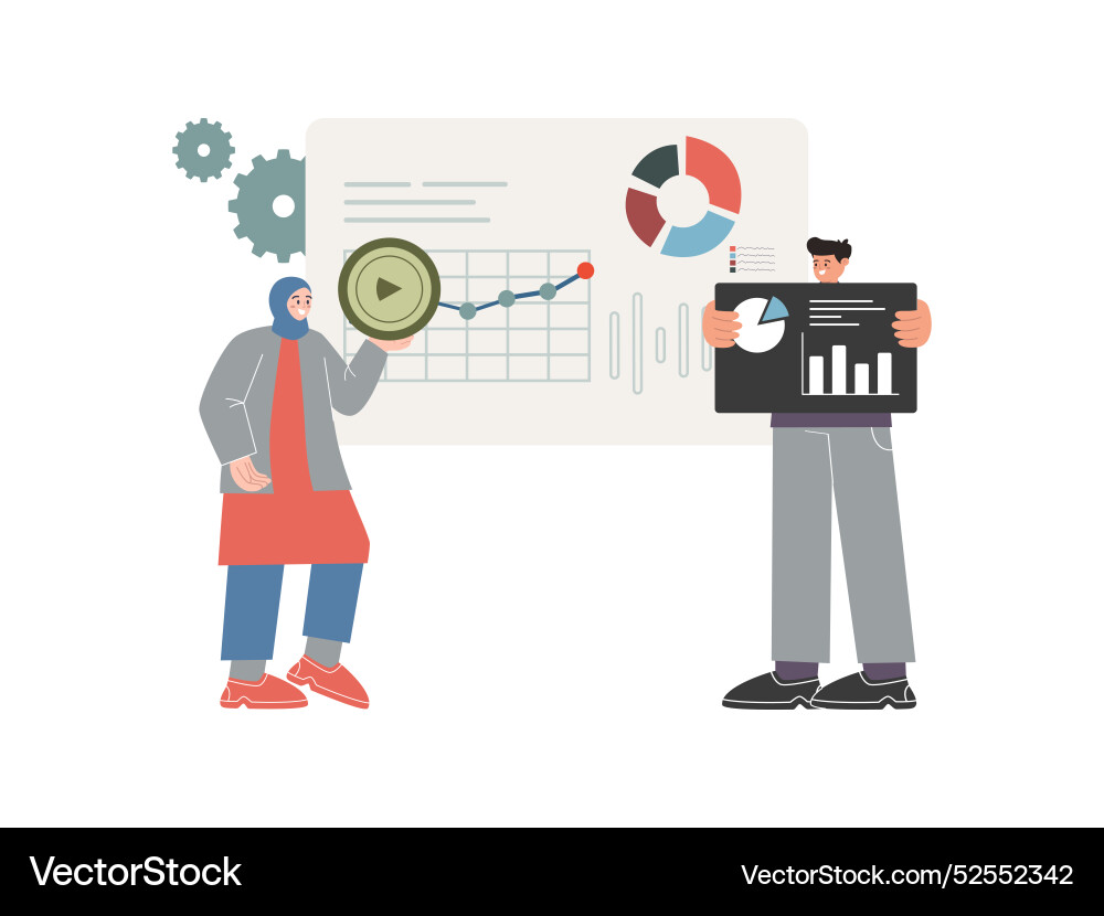 Video content statistic data analytics graph Video content statistic data analytics graph vector image
