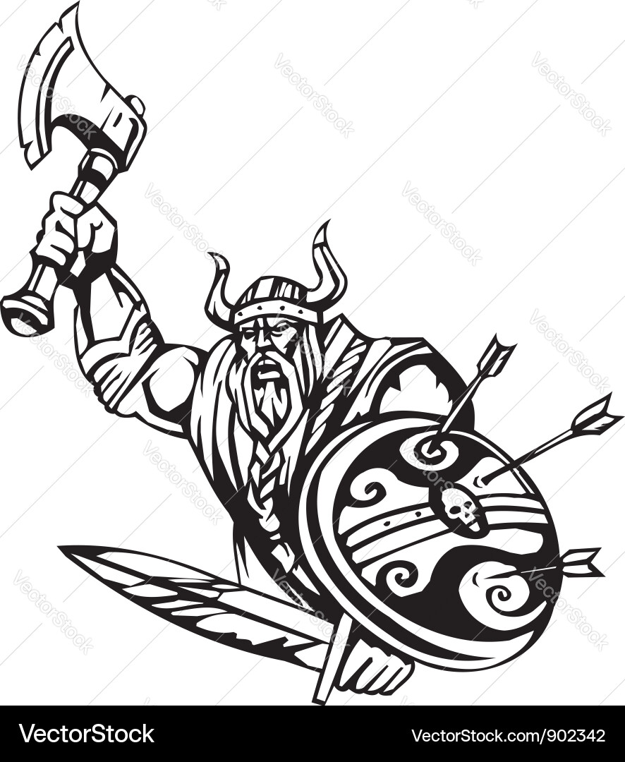 Viking Warrior - Nordic Style Vektorbild