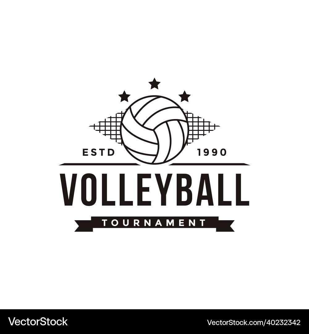Vintage volley club tournament volleyball logo Vintage volley club tournament volleyball logo vector image