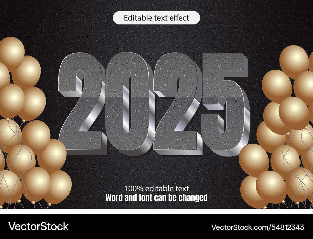2025 editable text effect 3d emboss mode rent 2025 editable text effect 3d emboss mode rent vector image