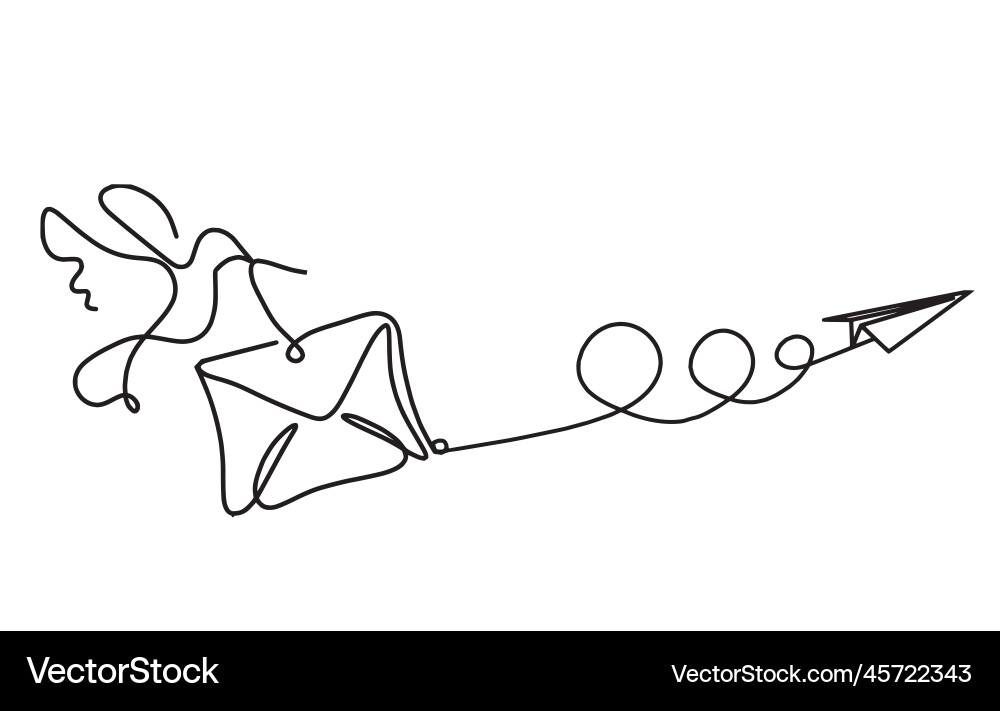 Abstract paper envelope with bird and plane Vector Image