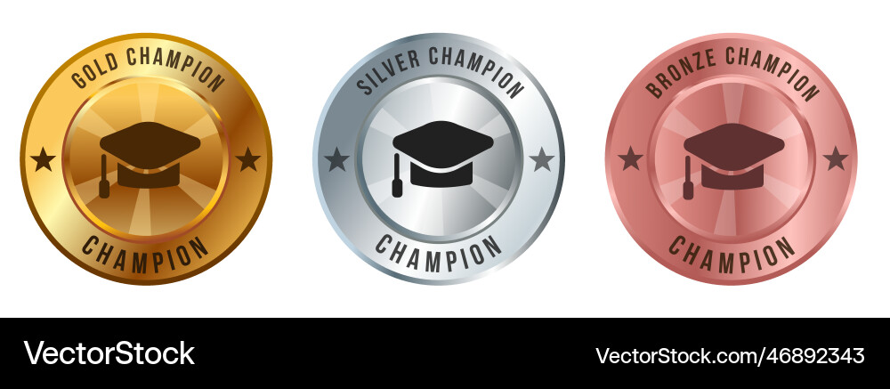 Akademische Bildungsgraduierung Kappe Medaille Gold Akademische Bildungsgraduierung Kappe Medaille Gold vektorbild