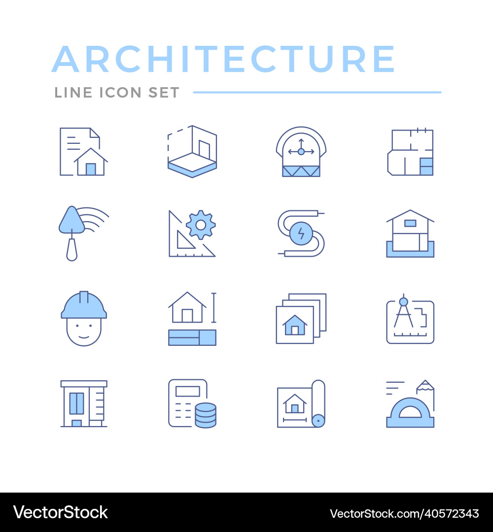 Architectural Line Icons Set vector image