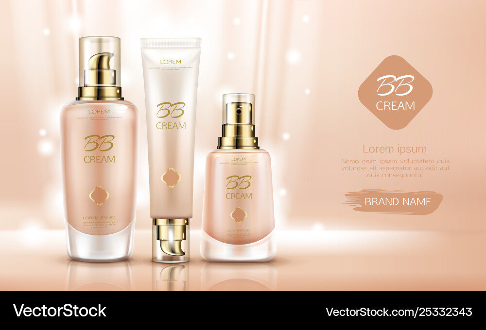 Bb Cream Cosmetics Bottles Set Vector Image