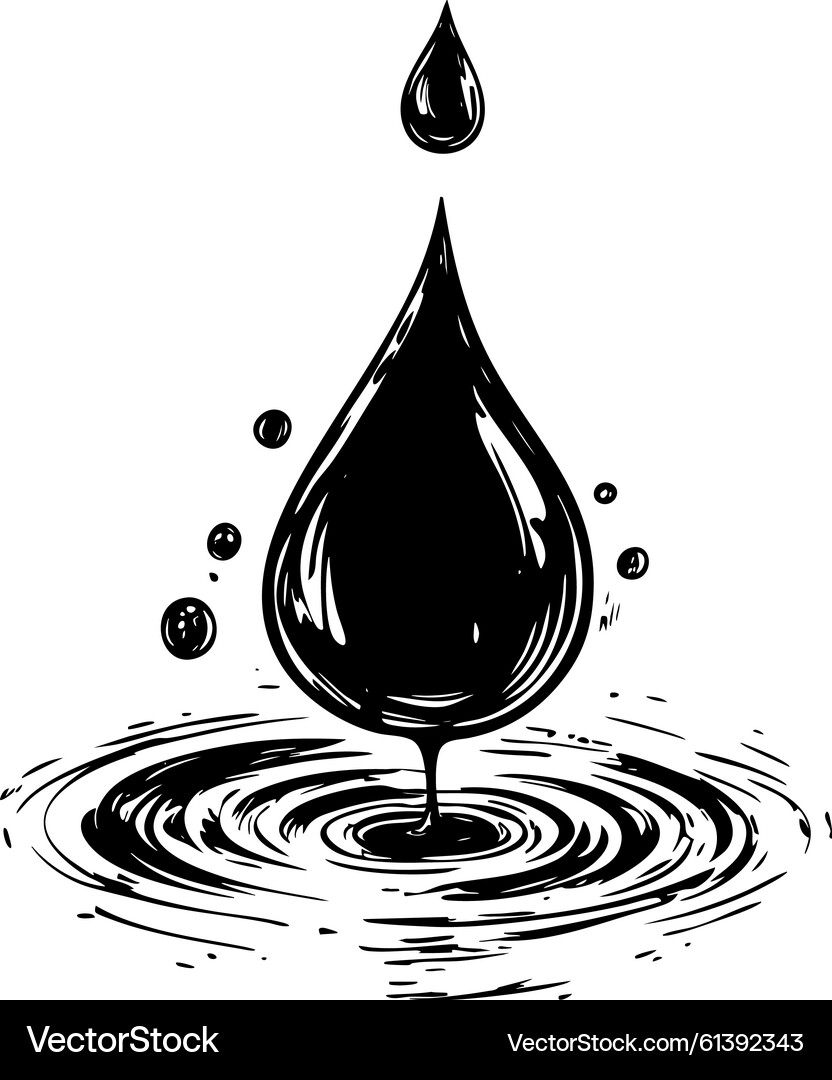 Black Water Droplet with Ripples – Royalty-Free Vector | VectorStock, image size:832x1080