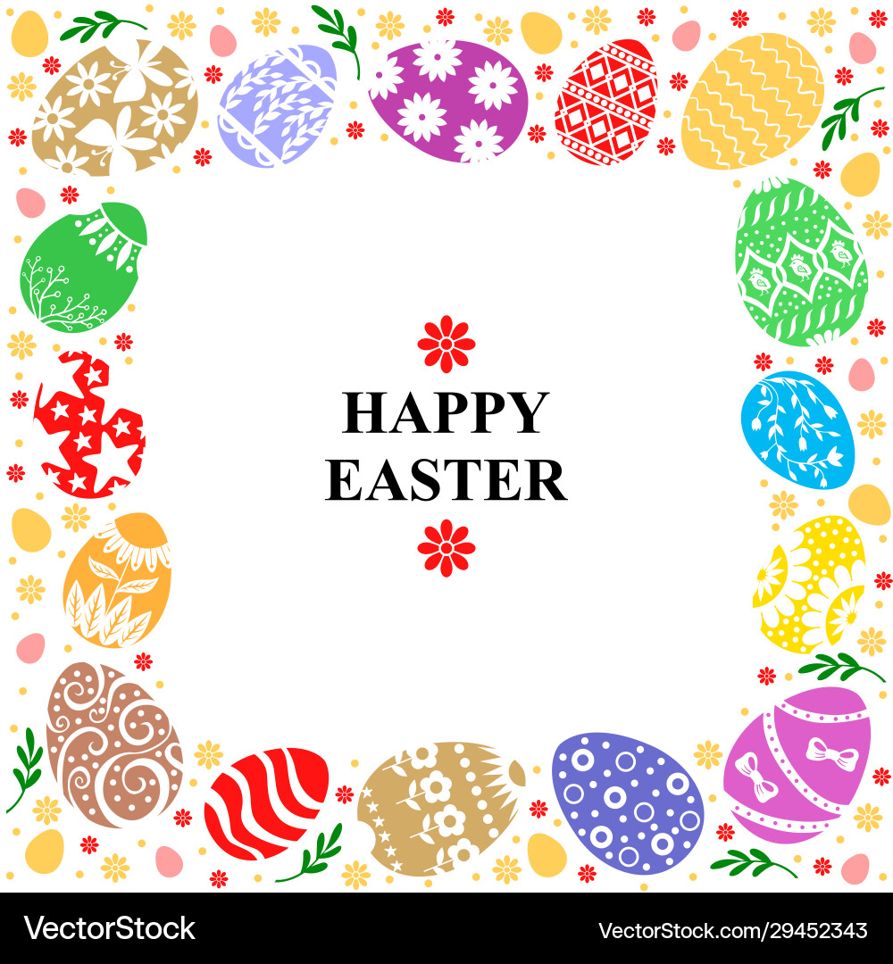Colorful Easter Card with Egg Frame Vector Image