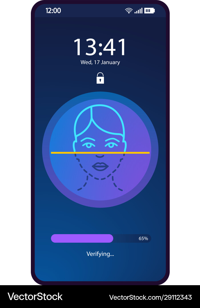 Face recognition app smartphone interface template Face recognition app smartphone interface template vector image