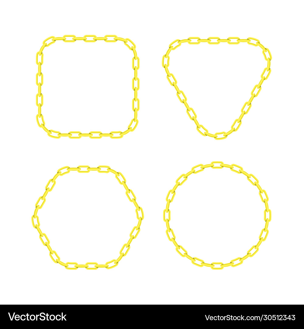 Golden chain round square hexagon and triangle vector image