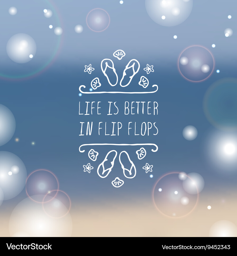 Hand-sketched typographic element with flip flops vector image