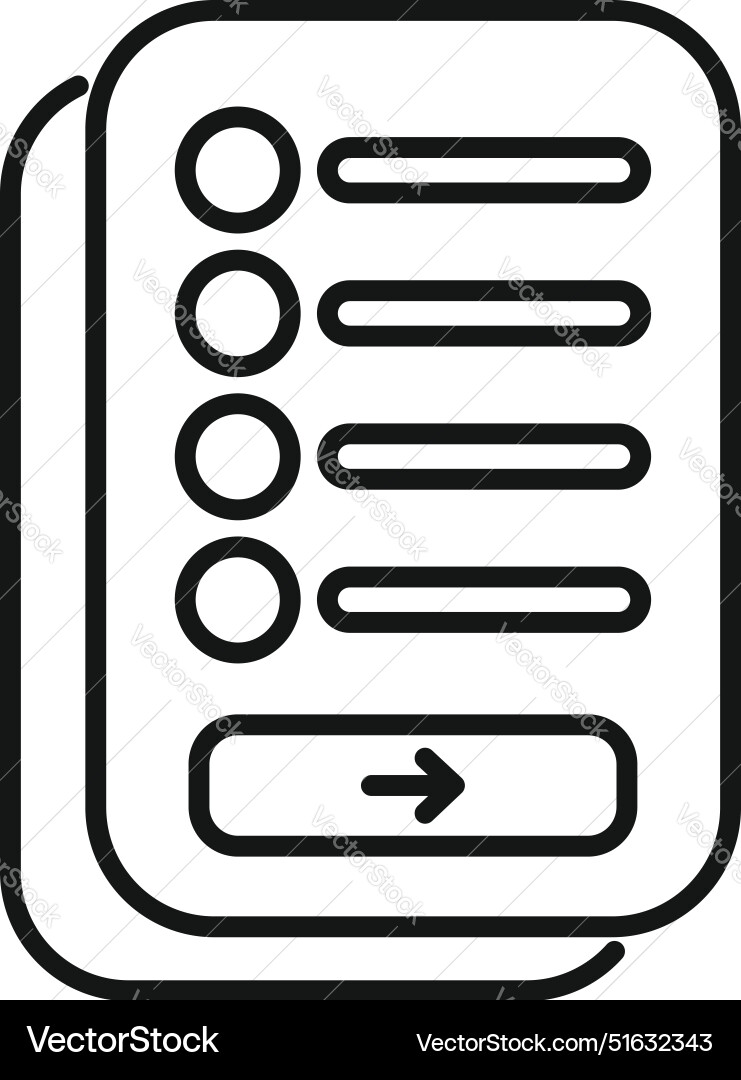Online survey form showing checkboxes and next vector image