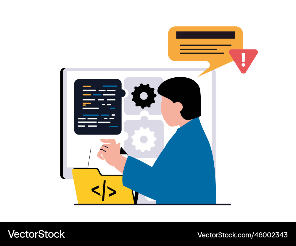 Programming software concept with character Vector Image