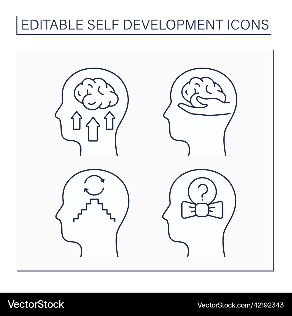 Self-development line icons set Self-development line icons set vector image