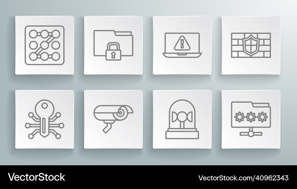 Set line smart key folder and lock security Set line smart key folder and lock security vector image