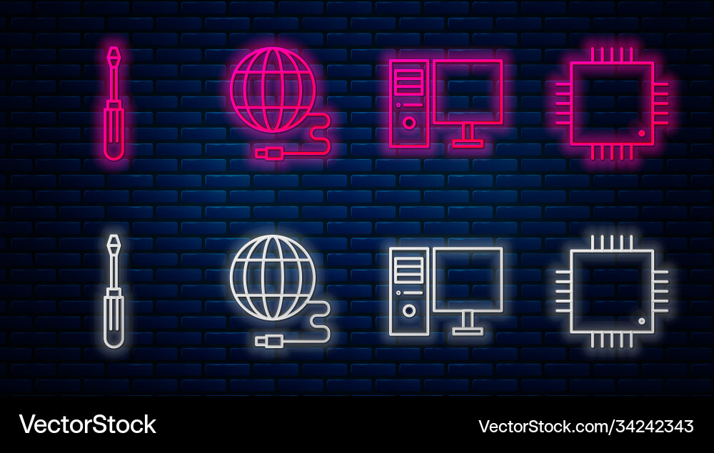 Set line social network computer monitor Set line social network computer monitor vector image