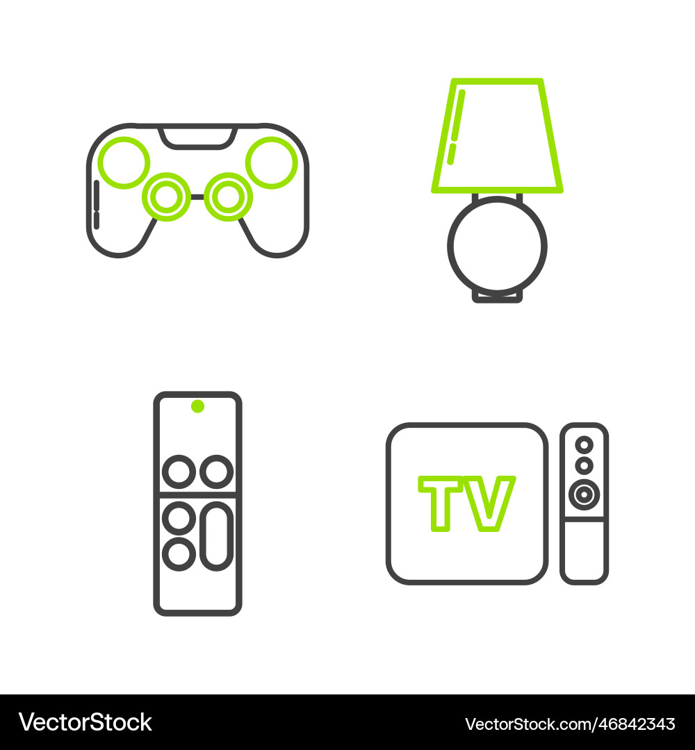 Set line tv box receiver and player with remote Set line tv box receiver and player with remote vector image