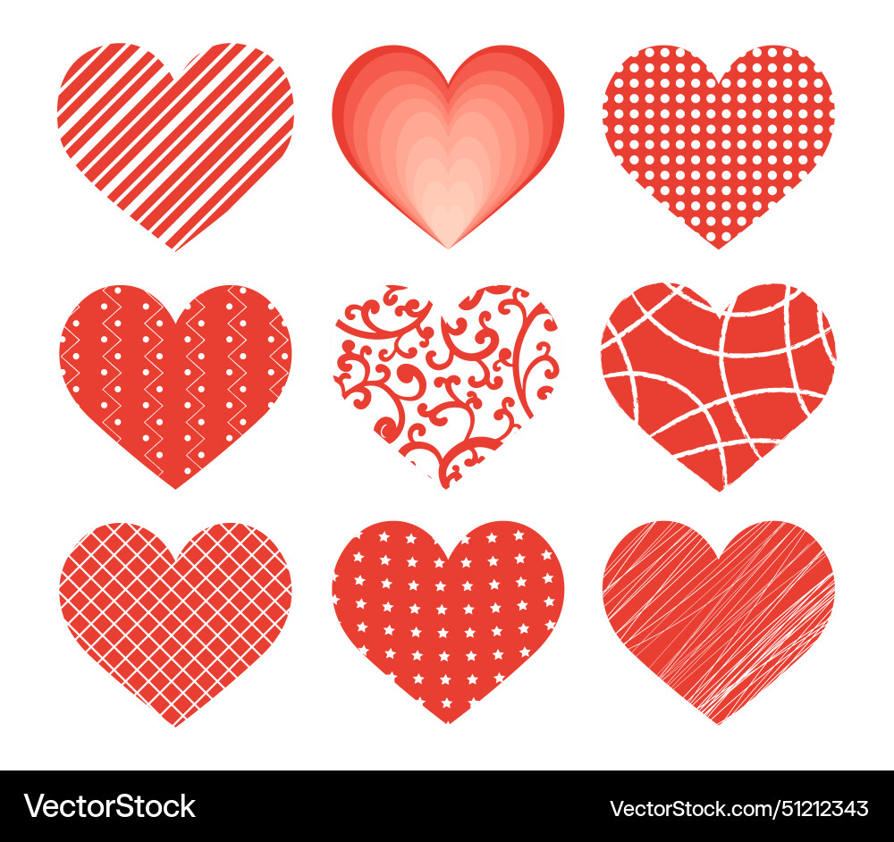Set of heart shapes in different graphic designs Set of heart shapes in different graphic designs Vector Image