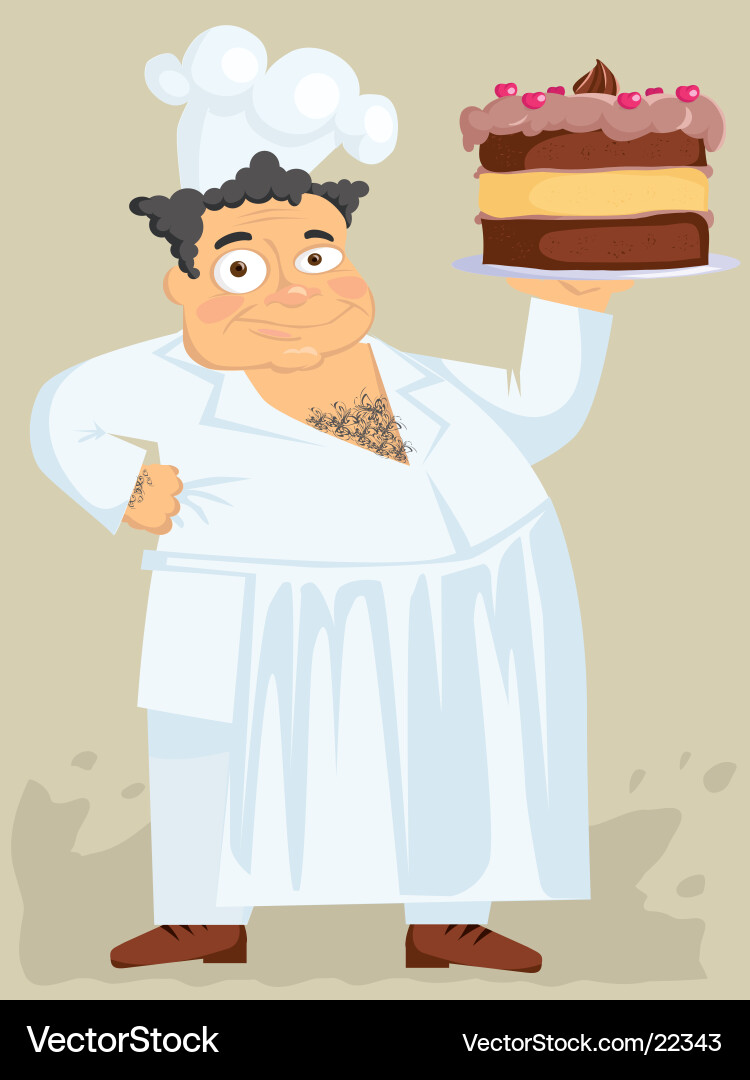Smiling Chef with Pie Vector Image