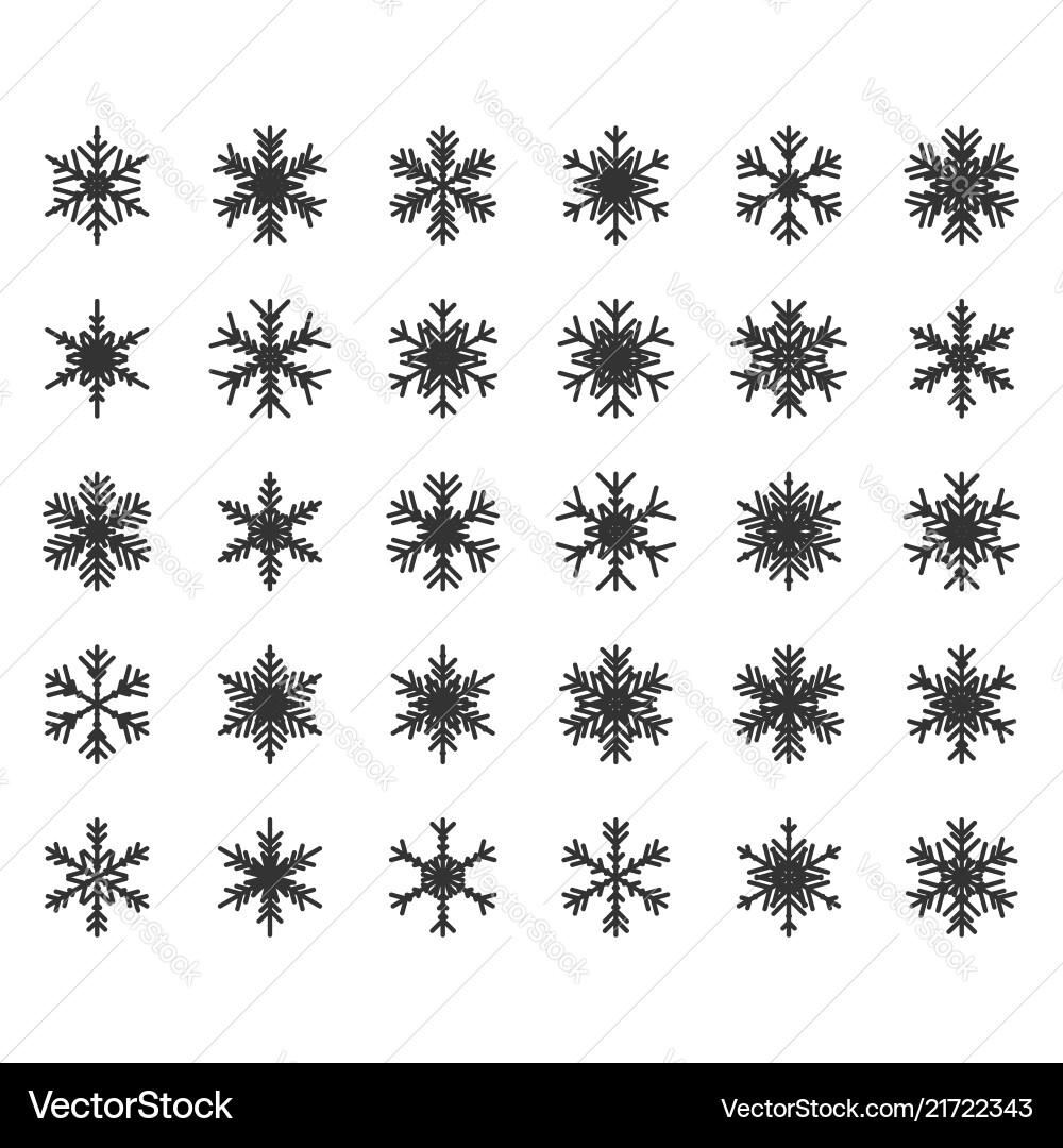 Snowflake set icon in flat style snow flake Vector Image