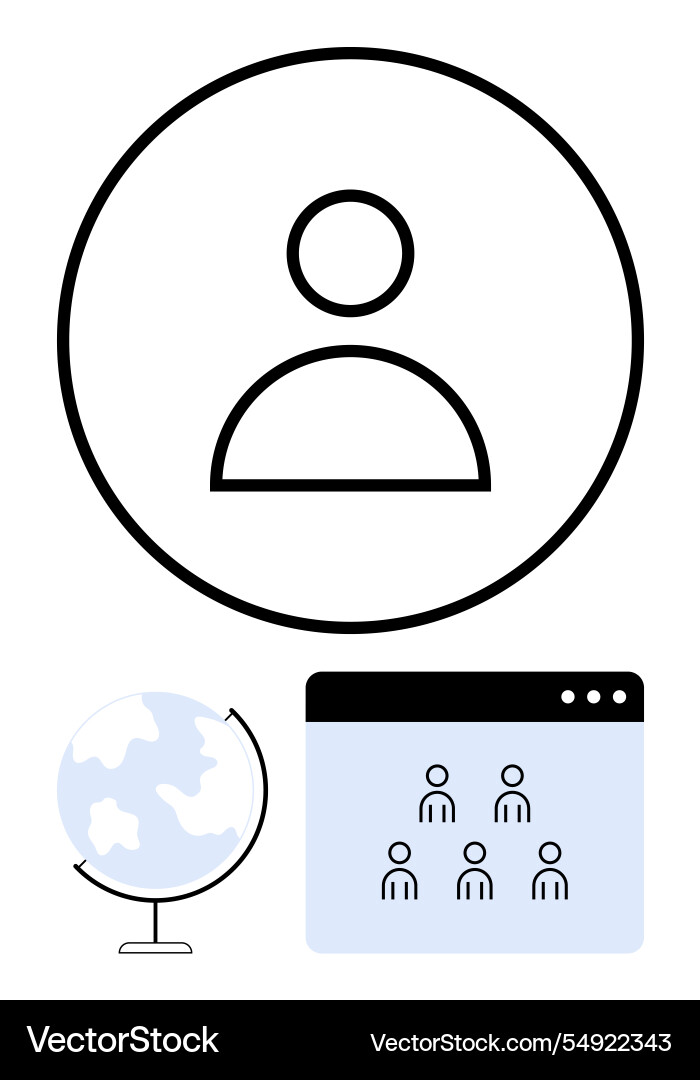 User profile icon with globe and window of group User profile icon with globe and window of group vector image