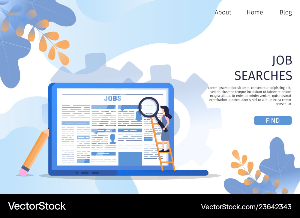 Vacancy job search employee character at laptop Vector Image