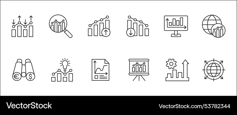 Business data statistic related icon set contains Vector Image