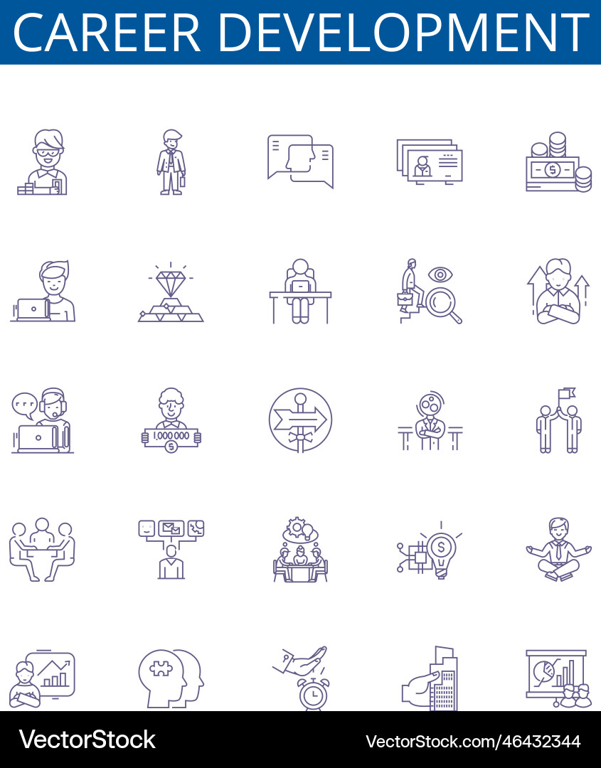 Career development line icons signs set design Vector Image