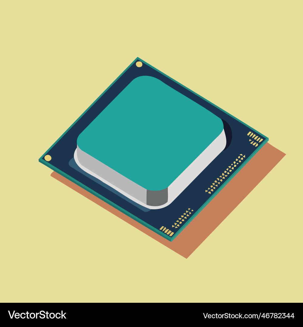 Computer central processing unit vector image