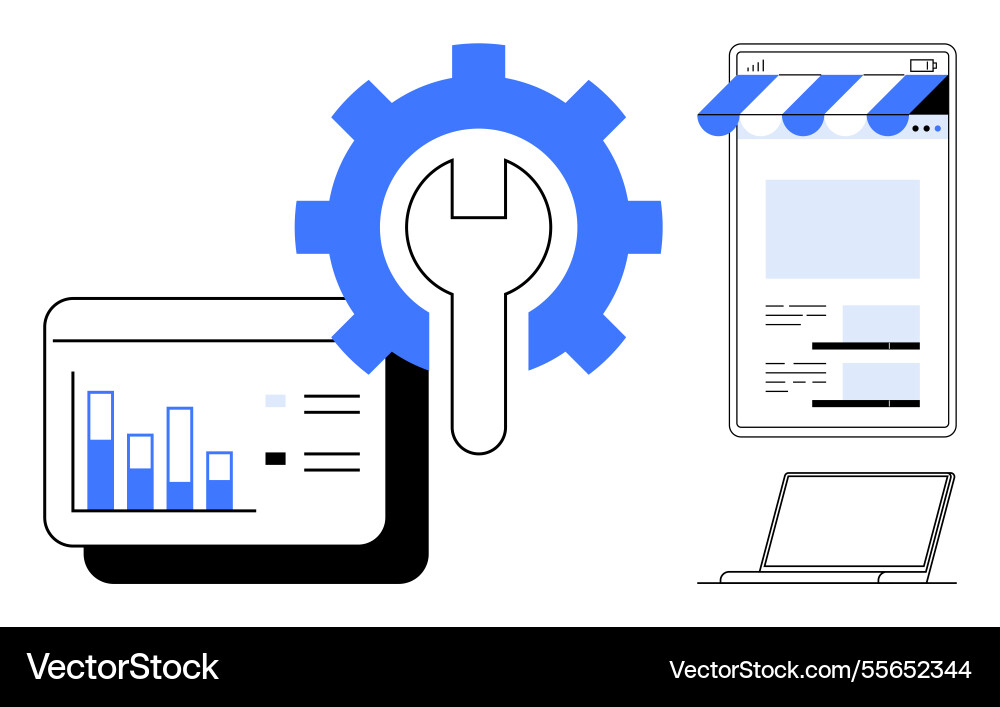 Digital tools optimizing e-commerce performance Digital tools optimizing e-commerce performance vector image