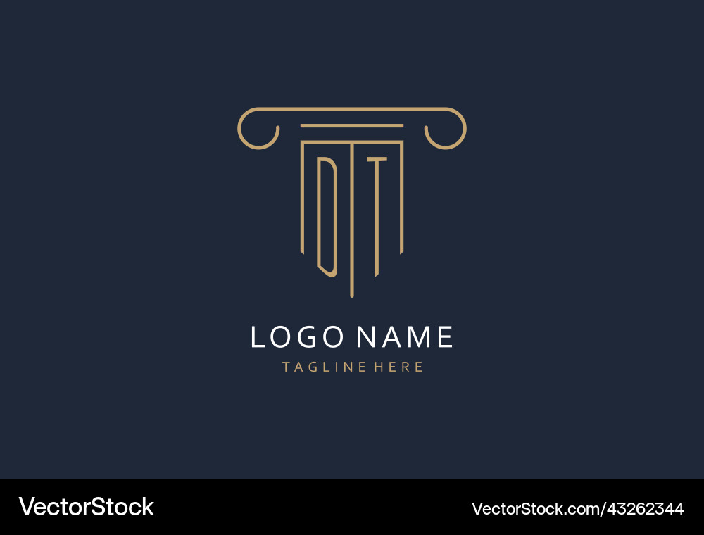 Dt initial with pillar shape logo design creative Dt initial with pillar shape logo design creative Vector Image