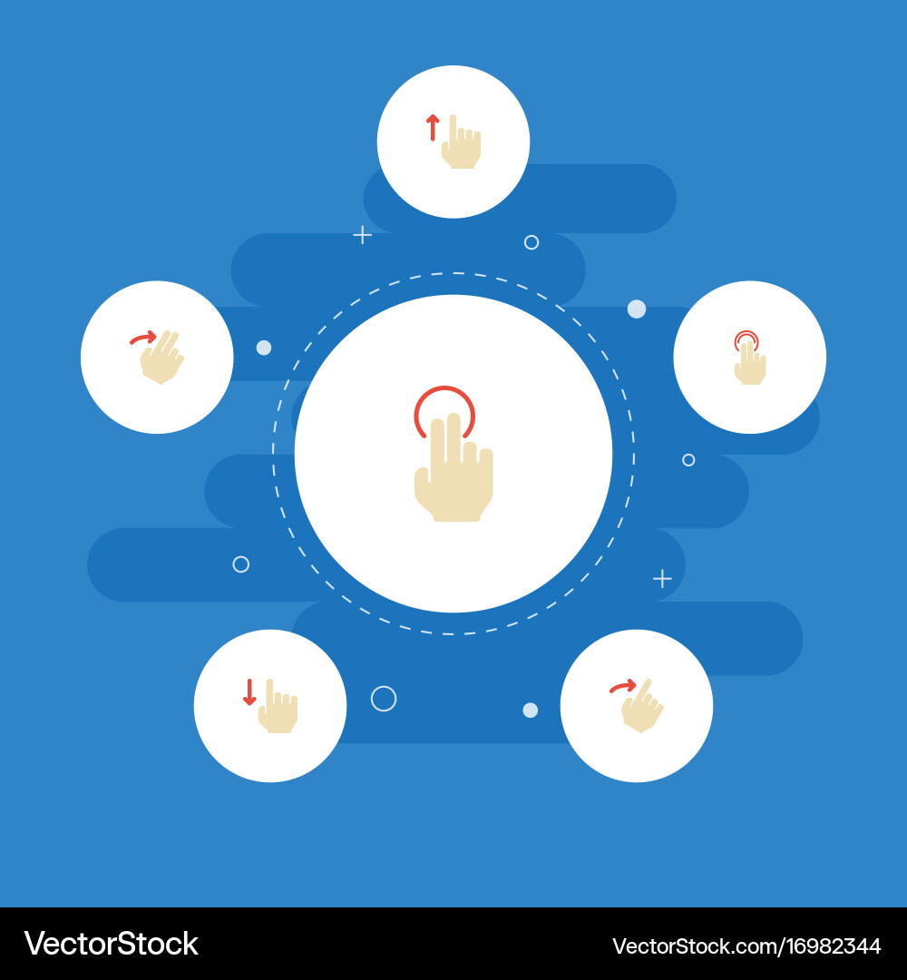 Flat icons right swipe double click and other Vector Image