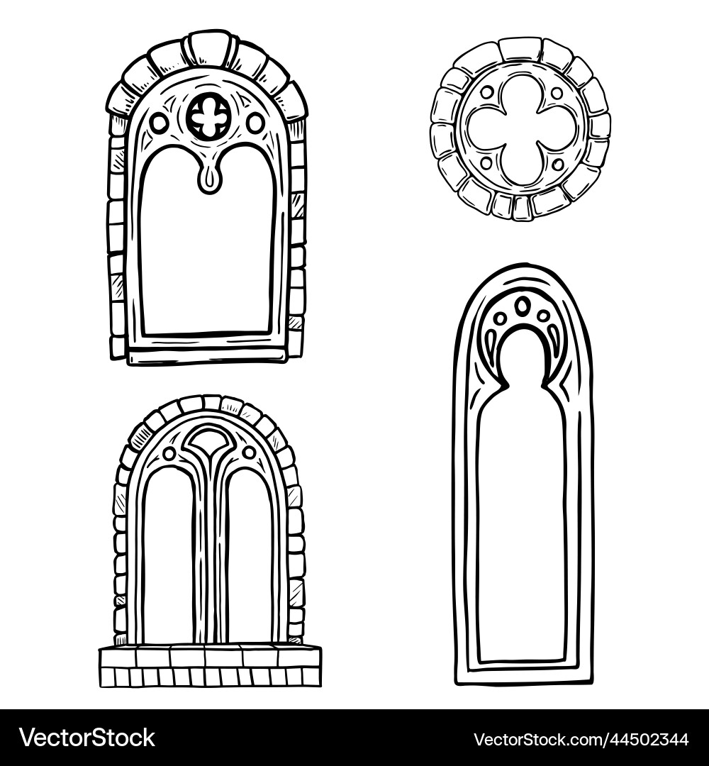 Gothic Window Collection Vector Image